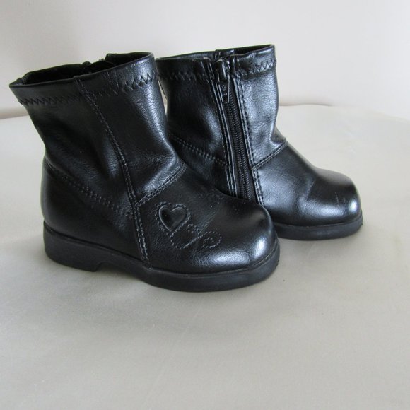 Baby Black Boots size 4 US Teeny Toes - Picture 1 of 6